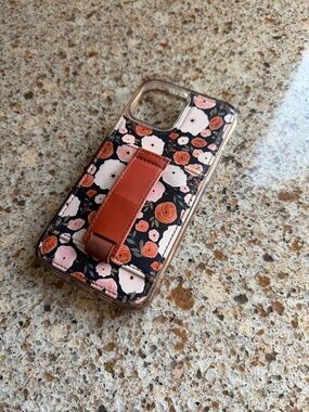 Floral Grip Phone Case in Black with orange and Pink Flowers